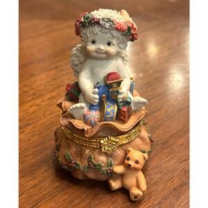 Vintage Dreamsycles Angel Trinket Box Hinged Present Christmas “Santa’s Bag”